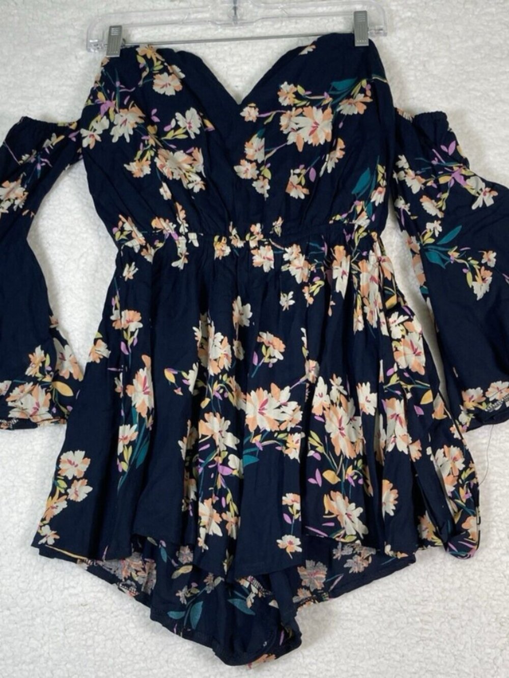 NWT SEEK the Label Off The Shoulder Navy Floral Blouse, Size S